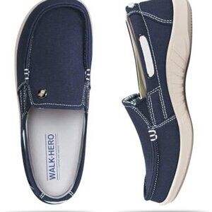 WALK HERO Women's Navy Slip-On Canvas Loafer Size W6.5
